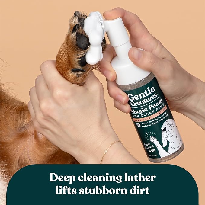 Magic Foam Paw Cleaner for Dogs & Cats, No-Rinse Foaming Scrubber Brush for Dirty, Muddy Paws – for Small, Medium & Large Dogs, Puppies, Kittens (5 fl oz)