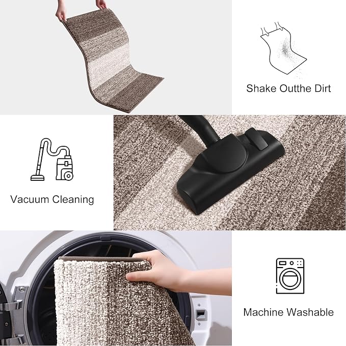 Smiry Dog Door Mat for Muddy Paws, Absorbs Moisture and Dirt, Low-Profile Entryway Mat with Non-Slip Backing, Entry Indoor Outdoor Doormat for Inside Floor (40x32 Inches, Light Brown, Striped)