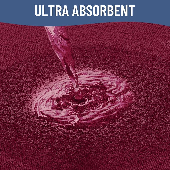 Smiry Memory Foam Bath Mat 40x24, Extra Soft Bathroom Rug, Ultra Absorbent, Quick Dry, Machine Washable Bathroom Mat for Shower, Tub & Floor Decor, Burgundy