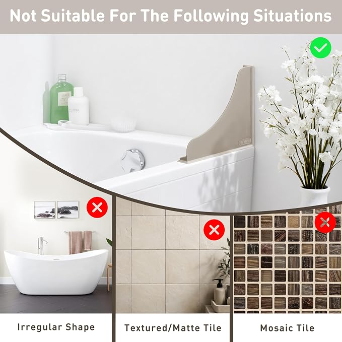 Roslim No-Adhesive Silicone Shower Corner Splash Guard, Reusable Suction Cup Water Blocker for Walk-in Showers & Bathtubs, Leak-Proof Seal Keeps Floor Dry, 2-Pack, Taupe（Small）