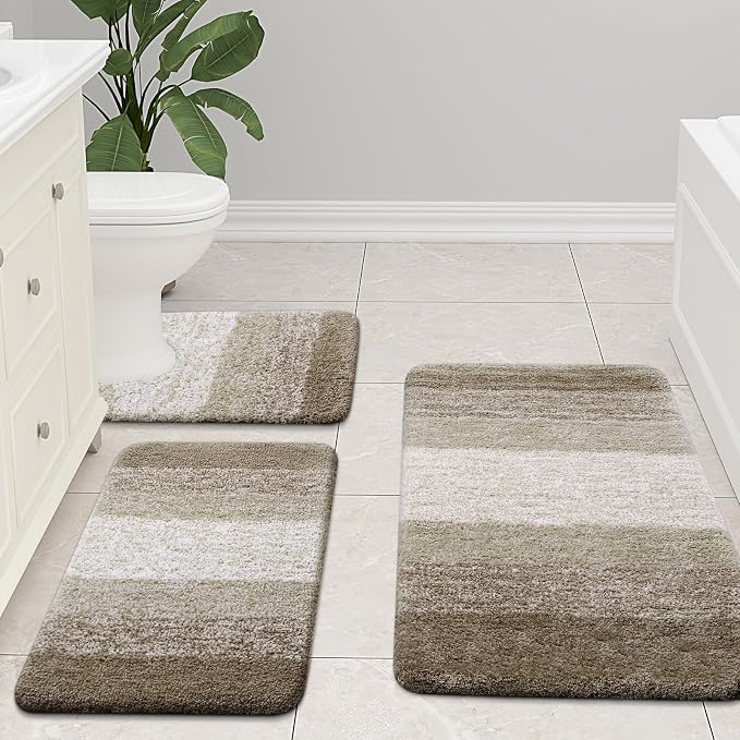 Arotive Microfiber Bathroom Rugs, Shaggy Soft and Absorbent Bath Rug, Thick Plush Machine Washable Dry Bath Mats for Bathroom, Tub and Shower, 24x16, Coffee, Rectangular