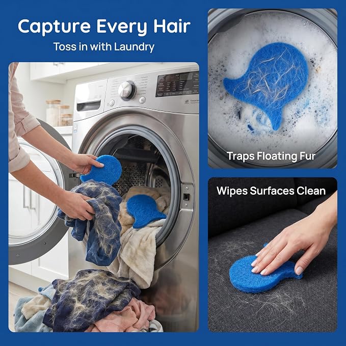 Pet Hair Remover for Laundry,8PCS Reusable Laundry Fish Fur Catcher | No-Scratch Lint Remover for Washing Machine Dryer,Safe for Delicate Fabrics