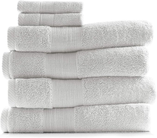 Hearth & Harbor Bath Towels for Bathroom - 100% Ring Spun Cotton Luxury Bathroom Towels - Ultra Soft & Highly Absorbent, Bath Towels Set of 6 - White