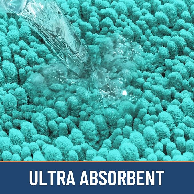 Smiry Bathroom Rugs Mat 30x20, Extra Soft Absorbent Chenille Bath Rugs, Non Slip Rubber Backing Machine Washable Quick Dry Bath Mats for Bathroom Floor, Tub, Shower, Home Decor Accessories, Turquoise