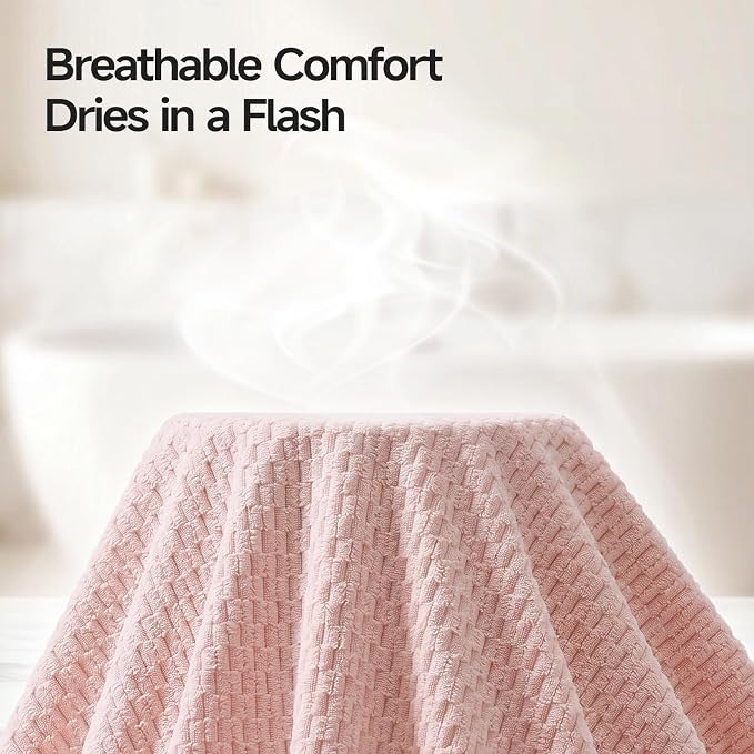 ecolook Microfiber Towel Set of 6, Pink | Ultra-Soft, Oversized, Absorbent & Quick-Drying | 2 Bath Sheets, 2 Hand, 2 Washcloths
