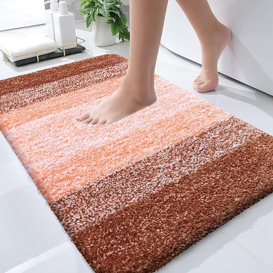 OLANLY Bathroom Runner Rugs 47x20, Extra Soft Absorbent Microfiber Bath Rugs, Rubber Backing, Quick Dry, Machine Washable Bath Mats for Bathroom Floor, Tub and Shower, Home Decor Accessories, Orange