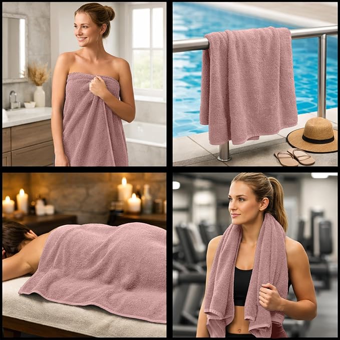 RIVERSIDE Pack of 1 Jumbo Bath Sheet 40 x 80 Inches - Extra Large Bath Towel, Super Soft & Highly Absorbent, 100% Cotton Quick Dry, Perfect to Wrap Yourself in - Dusty Rose