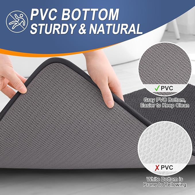 OLANLY Thick Memory Foam Large Bathroom Rugs 40x32, Extra Soft Absorbent Bath Rug, Quick Dry Bath Mat, Non-Slip, Machine Washable Mats for Bathroom, Tub and Shower, Home Decor Accessories, Dark Grey