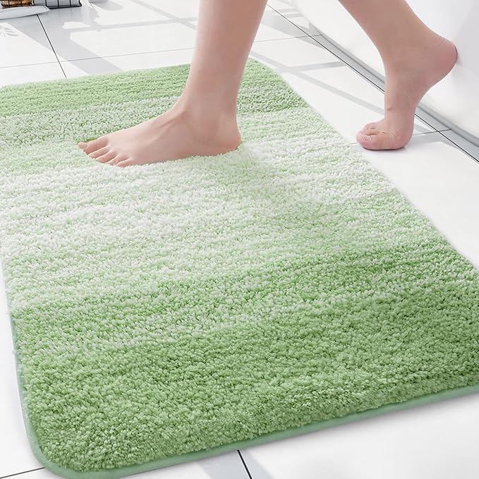 Arotive Microfiber Bathroom Rugs, Shaggy Soft and Absorbent Bath Rug, Thick Plush Machine Washable Dry Bath Mats for Bathroom, Tub and Shower, 24x16, Sage Green, Rectangular