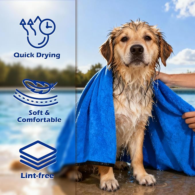 MICOOYO Dog Towels for Drying Dogs 3 Pack, Ultra Absorbent Microfiber Pet Bath Blanket | Quick Dry Towel for Dogs and Cats, 11.8”x23.6, S