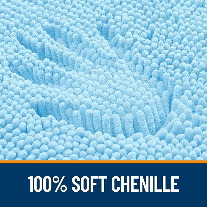 OLANLY Large Bathroom Rugs 59x35, Extra Soft Absorbent Chenille Bath Rugs, Rubber Backing Quick Dry, Machine Washable Bath Mats for Bathroom Floor, Tub and Shower, Home Decor Accessories, Sky Blue