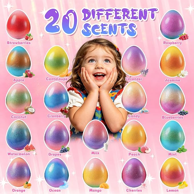 20 Pack Unicorn Bath Bombs for Kids Girls with Toys inside Kids Bath Bombs with Surprise Birthday Gifts for Girls Age 3 4 5 6 7 8 9 10 Years Old Bubble Bath Organic Natural Christmas Stocking Stuffers