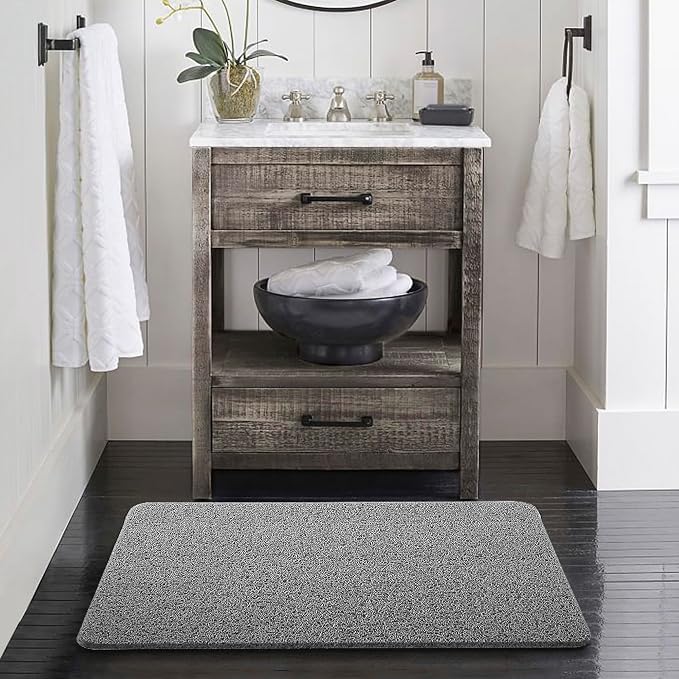 Asvin Soft Textured Bath, Shower, Tub Mat, 24x32 Inch, Phthalate Free, Non Slip Comfort Bathtub Mats with Drain, PVC Loofah Bathroom Mats for Wet Areas, Quick Drying