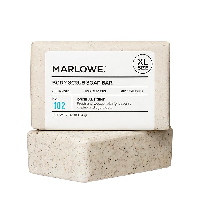 MARLOWE. Body Scrub Soap, Exfoliating Soap Bar, Sage + Fir, 7 oz | Scrub Soap Bar that deeply cleanses and exfoliates while buffing away rough, dry skin. Original Sage + Fir scent.