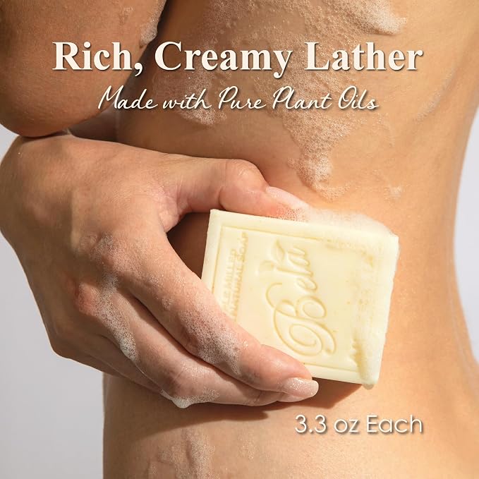 BELA Extra Creamy Goat Milk Soap 3.3 OZ Pack of 6, Long Lasting French Triple Milled Bar Soap Enriched with Organic Shea Butter, Hand, Face and Body Wash Bar, Made in Australia