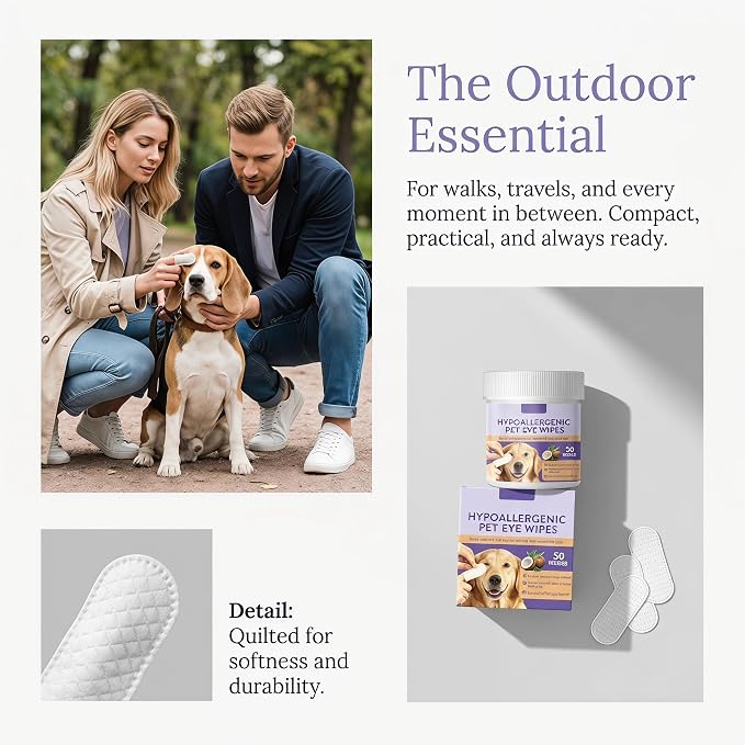 JoanofArc Eyes Wipes for Dogs, Pet Tear Stain Remover Wipes, Hypoallergenic Pet Glove Wipe for Dogs & Cats, Gently Remove Discharge, for Fur, Butt, Paws, Eyes, Ears, Quick Clean & Deodorizing, 50PCS
