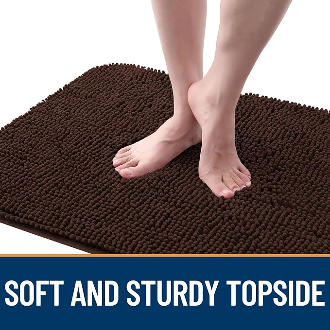 OLANLY Dog Door Mat for Muddy Paws 30x20, Absorbs Moisture and Dirt, Absorbent Non-Slip Washable Doormat, Quick Dry Chenille Mud Mat for Dogs, Entry Indoor Entryway Carpet for Inside Floor, Brown