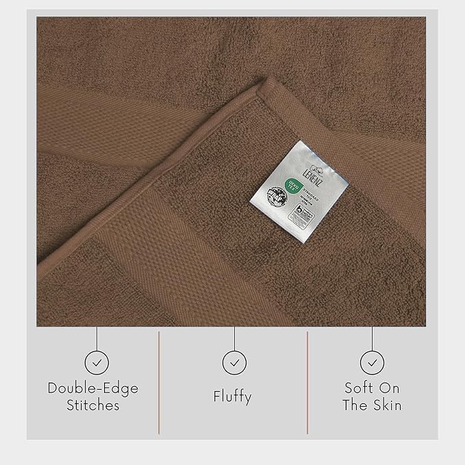Luxury Bath Towels - 4 Pack Ultra Soft and Absorbent Cotton Bath Towels for Bathroom, Spa, and Hotel Use - Quick-Dry and Durable Towels Set 27x54'' (Brown)