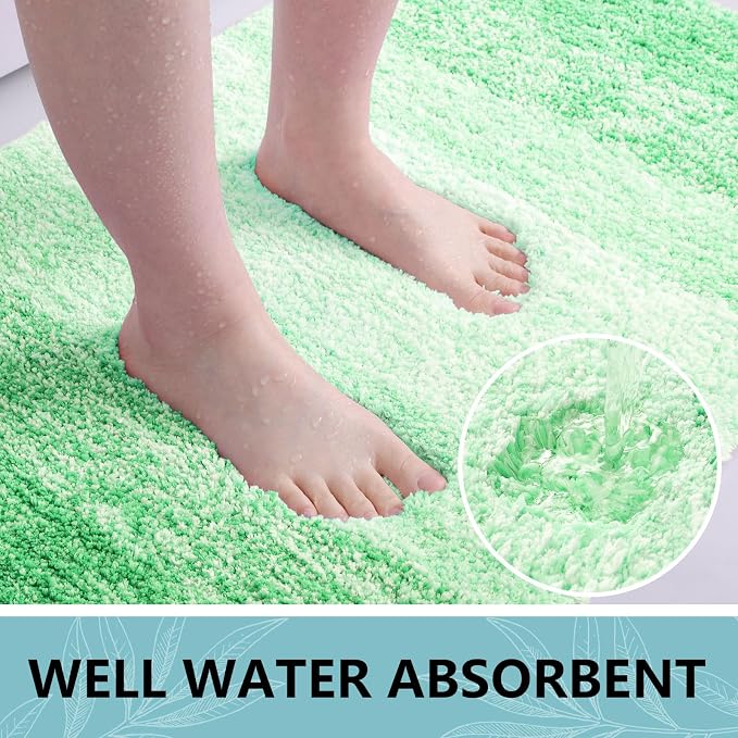 Arotive Microfiber Bathroom Rugs, Shaggy Soft and Absorbent Bath Rug, Thick Plush Machine Washable Dry Bath Mats for Bathroom, Tub and Shower, 24x16, Green, Rectangular