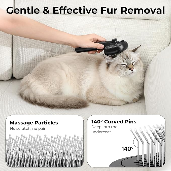 Pecute Self-Cleaning Steam Dog Cat Brush for Heavy Shedding/Long Coats | Gentle, Undercoat removal & smoothing, Shedding control, For water-anxious pets, 2 cool mist modes, XL tank, 240-min runtime