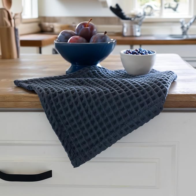 Waffle Washcloths Set of 8 Anthracite - Premium Quality 100% Turkish Cotton Face Washcloth, Soft Makeup Towel, Shower Cloth, Kitchen Towel (Anthracite, Set of 8 Washcloths)