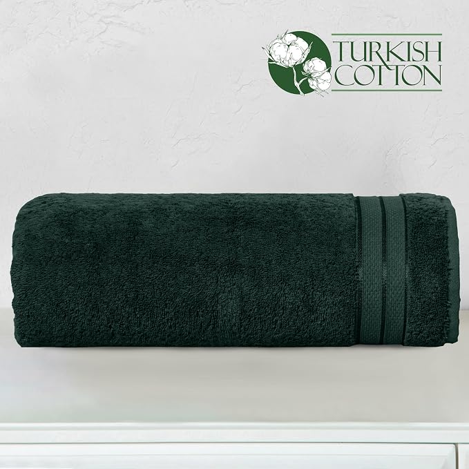 Elegant Comfort Three Line Popcorn Towel Set for Bathroom 35 x 70 inches, Premium Hotel Quality 1-PACK Jumbo Towels, 100% Turkish Cotton, Soft and Durable, Quick Dry and Highly Absorbent, Forest Green