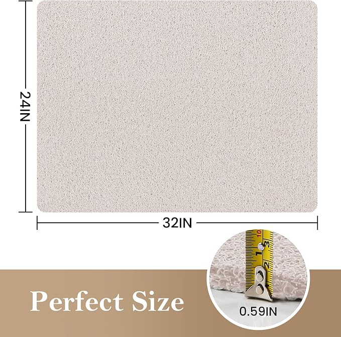 Shower Mat Bathtub Mat Non-Slip,32x24 inch, Soft Tub Mat with Drain,PVC Loofah Bath Mat (Phthalate Free) for Tub and Bathroom,Quick Drying,White