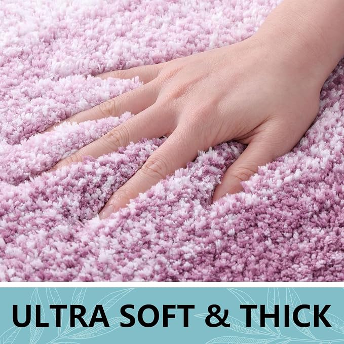Arotive Microfiber Bathroom Rugs, Shaggy Soft and Absorbent Bath Rug, Thick Plush Machine Washable Dry Bath Mats for Bathroom, Tub and Shower, 24x16, Purple, Rectangular