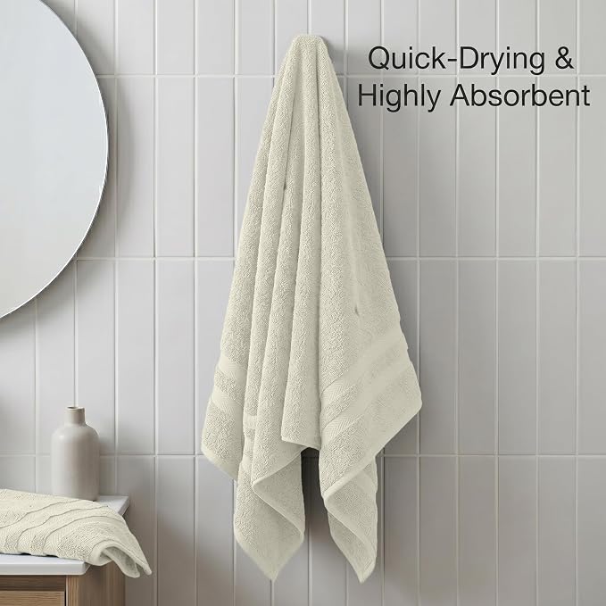 RIVERSIDE Pack of 2 Extra Large Bath Sheets 35 x 70 Inches, 100% Ring Spun Cotton, Hotel Quality, Oversized Bath Towels, Super Soft, Highly Absorbent & Quicker to Dry, Cannoli Cream