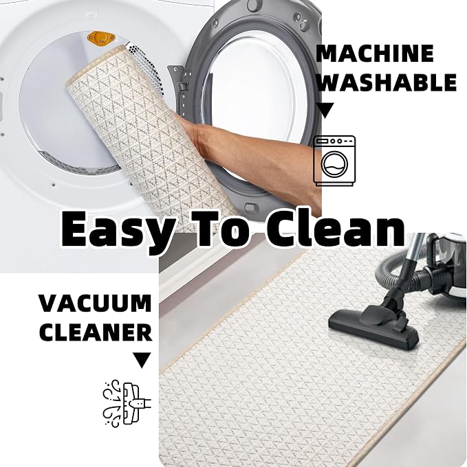 Non Slip Bathroom Rugs with Rubber Backing Super Absorbent Quick Dry Bath Mat Soft Braided Ultra Thin Shower Mat Fit Under Door Floor Bathtub, Easy Care, Machine Washable, 17"x 32", White