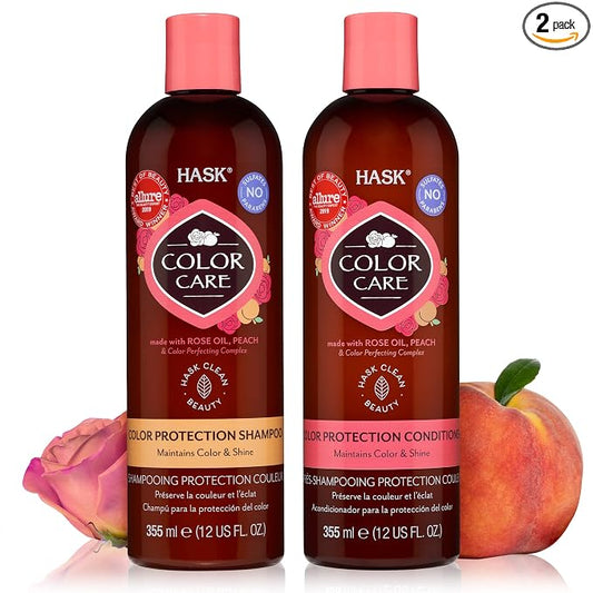 HASK Color Care Shampoo + Conditioner Set for Color-Treated Hair | Sulfate-Free, Paraben-Free, Gluten-Free, Vegan, Cruelty-Free, Color Safe | 12oz each