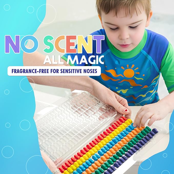 SplashEZ STEM Bath Color Tablets for Kids 150 Count - Fizzy Bath Bombs for Kids and Bath Toys for Toddlers, Non Toxic, Fragrance Free, No Tub Staining, Easy Clean, Toys for Kids
