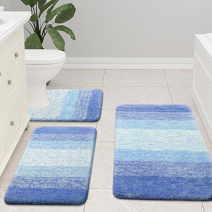 Arotive Microfiber Bathroom Rugs, Shaggy Soft and Absorbent Bath Rug, Thick Plush Machine Washable Dry Bath Mats for Bathroom, Tub and Shower, 30x20, Light Royal Blue, Rectangular