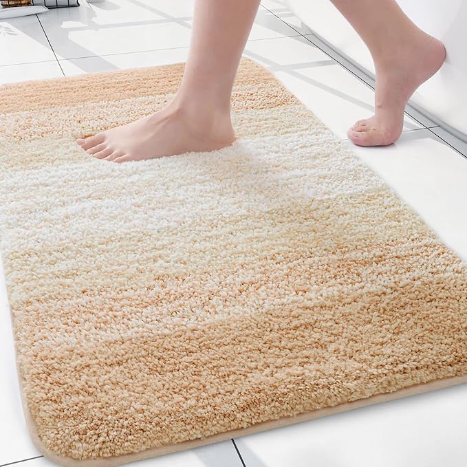 Arotive Microfiber Bathroom Rugs, Shaggy Soft and Absorbent Bath Rug, Thick Plush Machine Washable Dry Bath Mats for Bathroom, Tub and Shower, 24x16, Beige, Rectangular
