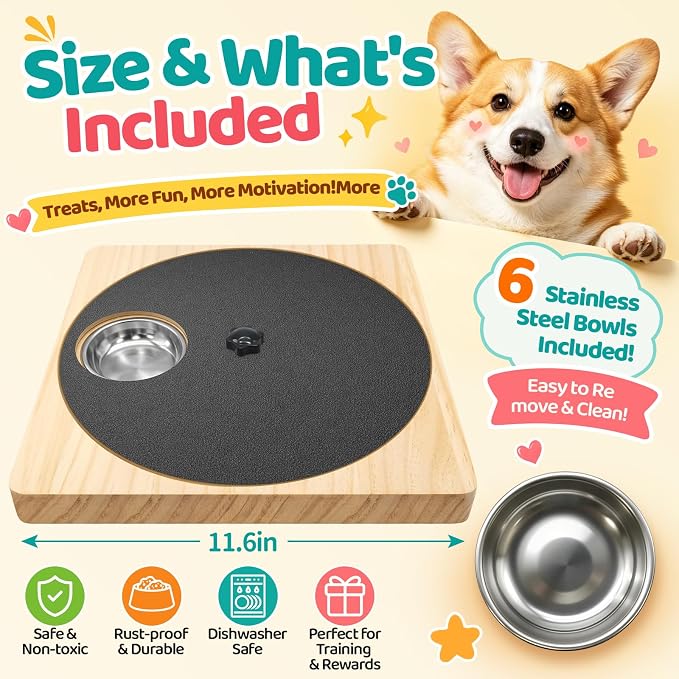 Dog Nail Scratch Board with Treat Box, 3-in-1 Wooden Pet Scratch Board for Nails, Adjustable Resistance Dog Nail File Toy for Stress-Free Grooming, Slow Feeder Puzzle Toy for Dogs