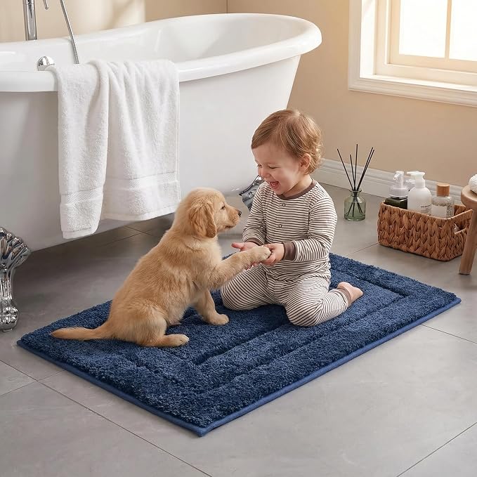 GRANNY SAYS Navy Bathroom Rugs, Bath Mats for Bathroom Non-Slip, Super Soft and Water Absorbent, Microfiber Bath Rugs Washable, Large Bath Rugs for Bath Floor, Tub and Shower, 36" x 24"