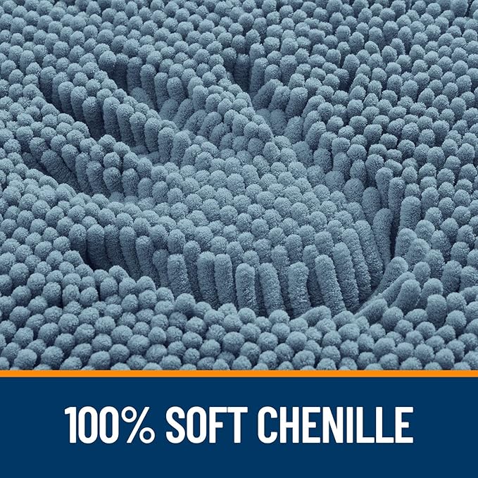 OLANLY Toilet Rugs U-Shaped 20x20, Extra Soft Absorbent Chenille Contour Bathroom Rugs for Toilet, Dry Quickly, Machine Washable, Non-Slip Bath Mat, Airy Blue