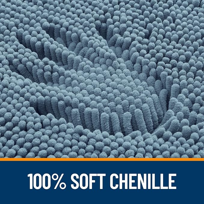OLANLY Bathroom Rugs 32x20, Extra Soft Absorbent Chenille Bath Rugs, Rubber Backing Quick Dry, Machine Washable Bath Mats for Bathroom Floor, Tub and Shower, Home Decor Accessories, Airy Blue