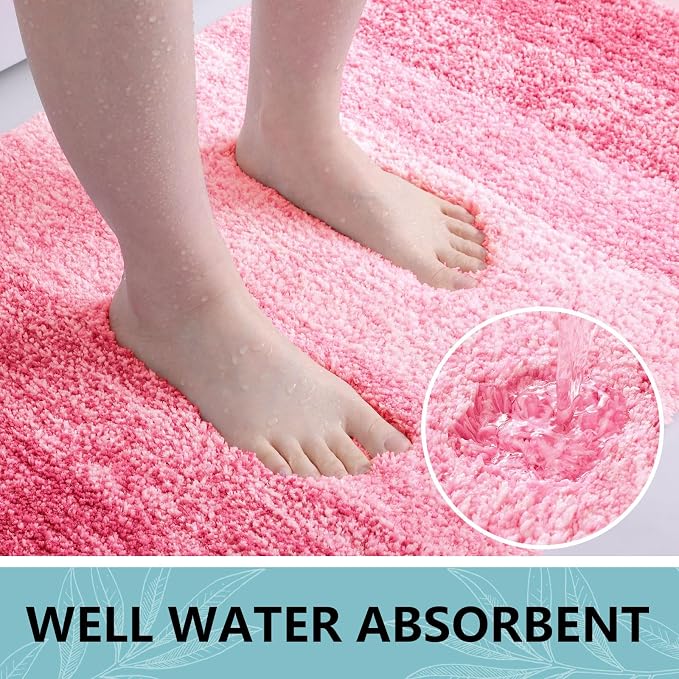 Arotive Microfiber Bathroom Rugs, Shaggy Soft and Absorbent Bath Rug, Thick Plush Machine Washable Dry Bath Mats for Bathroom, Tub and Shower, 44x24, Pink, Rectangular