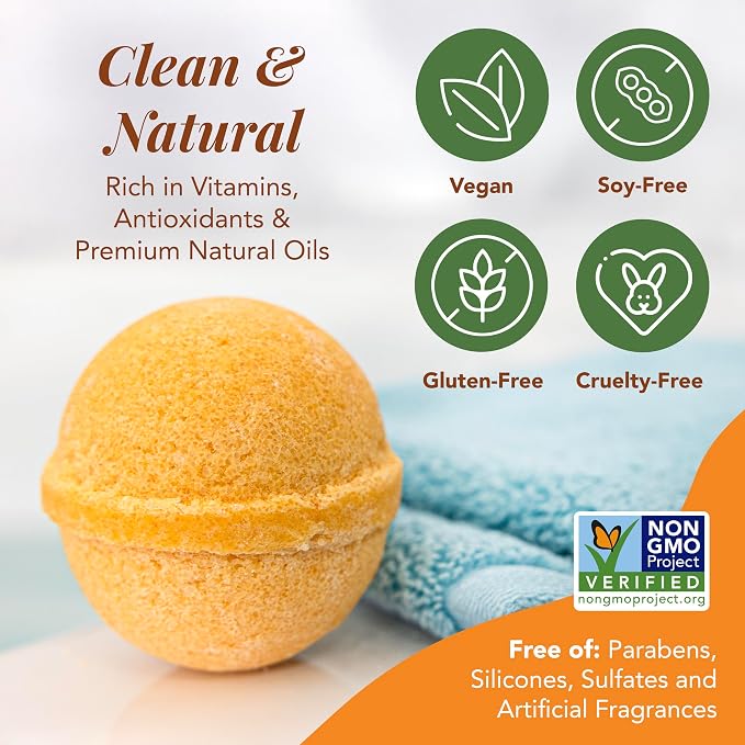 Saavy Naturals Bath Bombs – Relaxing Foaming Fizz Bubbles, Organic Bath Bombs for Women and Kids with Jojoba Oil - Gentle for Sensitive Skin - Made in USA - Sweet Orange (1 Pack) - 12 oz
