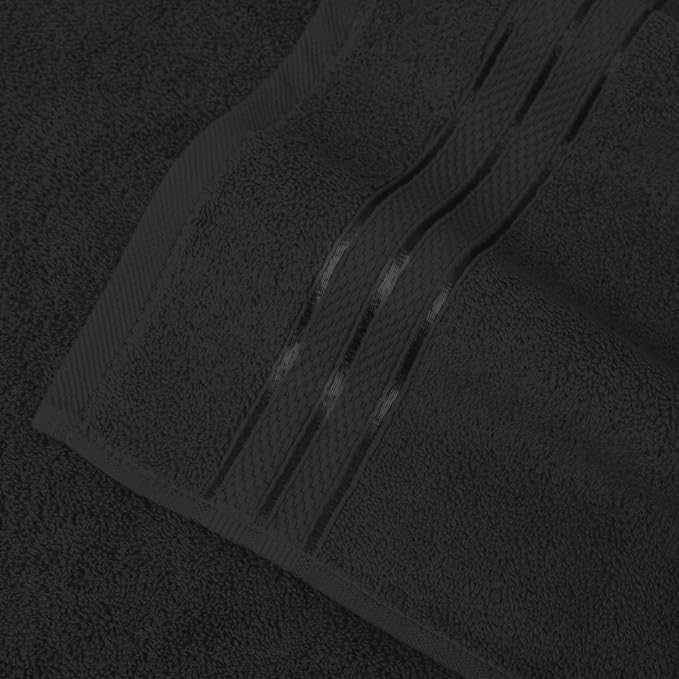 Elegant Comfort Three Line Popcorn Extra Large Luxury Bath Towel - 40" x 80" inch, Premium Hotel Spa Quality 1 Piece Oversized Bath Sheet 100% Turkish Cotton Super Soft Highly Absorbent, Black