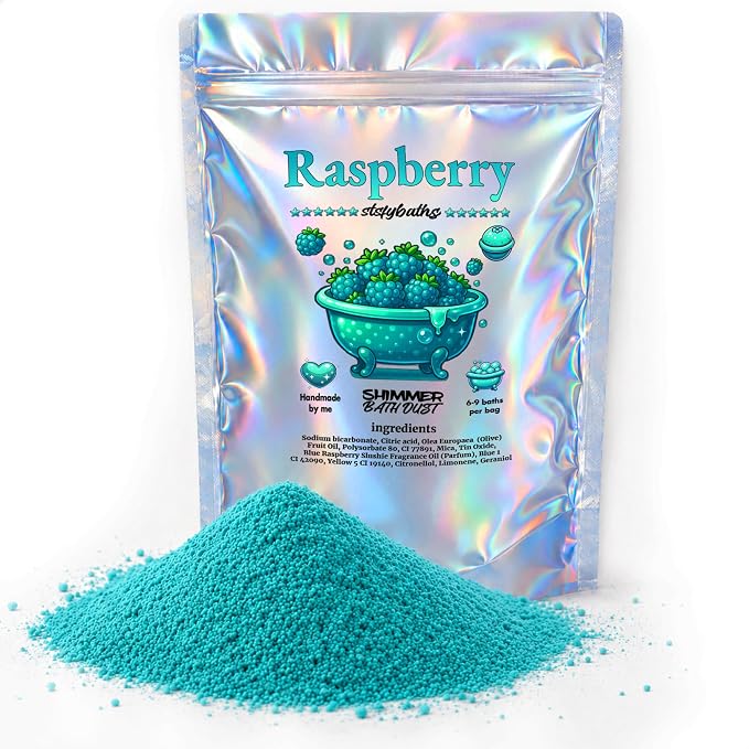 Raspberry Shimmer Bath Bomb in A Bag - Handmade Scented Bath Bombs for Women,Kids and Men - Bulk Bathbomb Fizzies Perfect for Boys and Girls All Ages (Large, Turquoise)