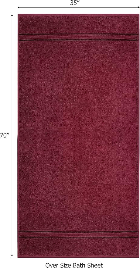 COTTON CRAFT Ultra Soft Bath Sheets - 2 Pack - 35 x 70 - Absorbent Quick Dry Everyday Luxury Hotel Bathroom Spa Gym Shower Beach Pool Travel Dorm -100% Ringspun Cotton - 580 GSM - Easy Care - Burgundy