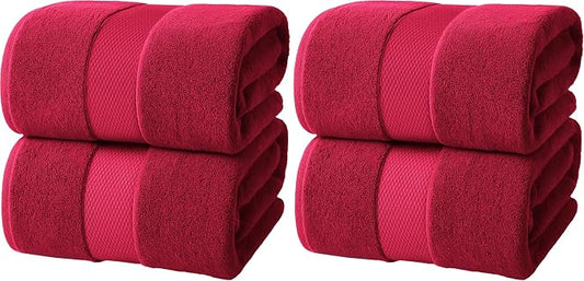 Infinitee Xclusives Jumbo Bath Sheets Towels for Adults – 600 GSM (35X70 Inches)– 100% Ring Spun Cotton, Soft and Absorbent Large Bath Towels for Bathroom (Burgundy) (Pack of 2)