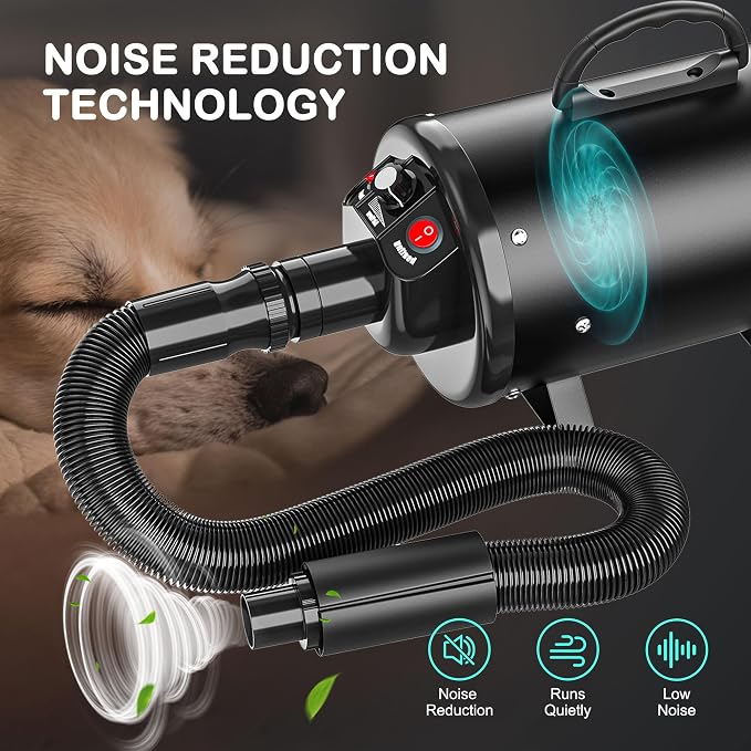 Nova Microdermabrasion High Velocity Pet Hair Force Dryer, Professional Pet Grooming Blower with 3 Nozzles Heater Air Speed for Grooming