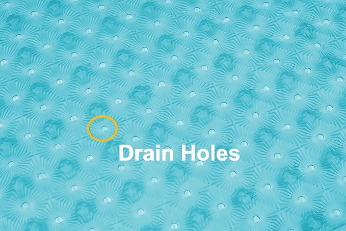 Bathtub Mat Non Slip with Suction Cups 15"x27" - Anti-Slip Shower Mat for Kids, Toddlers, and Seniors - Machine Washable Bath Tub Mat with Multiple Drainage Holes (Aqua)