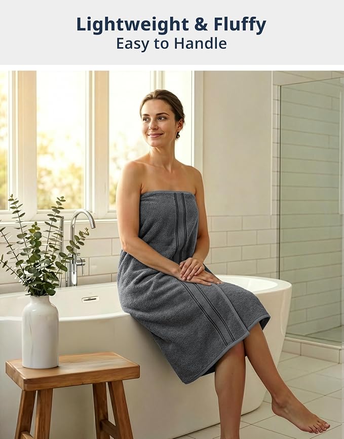 LANE LINEN 100% Cotton Bath Sheets - Exclusive Zero Twist Technology - 4 Pack (35"x66") Large Bath Towels Set - Ultra Soft, Fade Resistant & Quick Drying - Holds well after Multiple Washes - Cool Gery