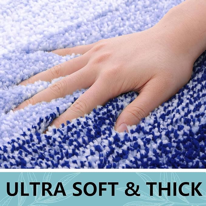 Arotive Microfiber Bathroom Rugs, Shaggy Soft and Absorbent Contour Toilet Rugs, Thick Plush Machine Washable Dry Bath Mats for Toilet Base, 30x20, Blue-Violet, Rectangular
