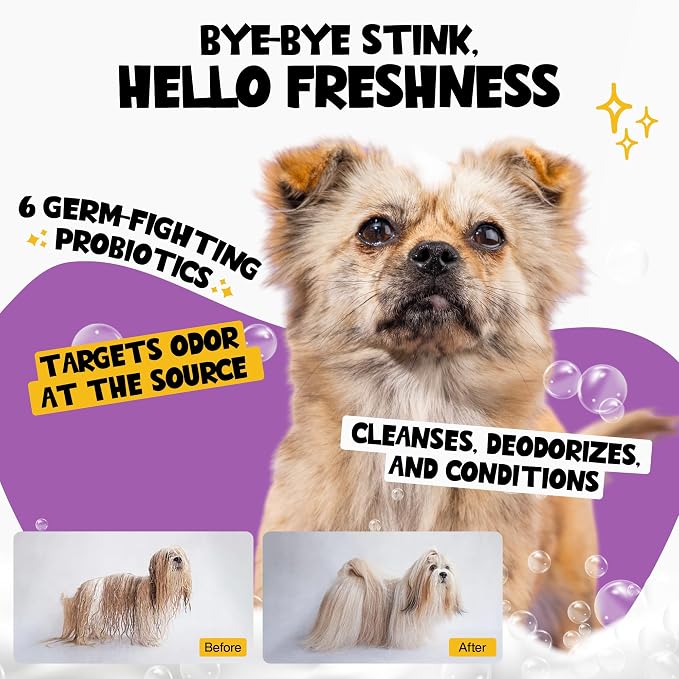 Probiotic Dog Shampoo & Conditioner for Smelly Dogs, Snuggle Sesh Lavender Dog Shampoo for Itchy Skin Relief, Hypoallergenic Pet Shampoo for Conditioner, Moisturizing & Itching.