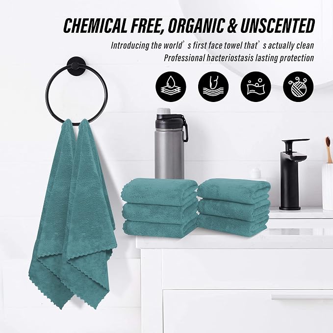 MOONQUEEN 18 Pack Premium Hand Towels - Quick Drying - Microfiber Coral Velvet Highly Absorbent Towels - Multipurpose Use as Hotel, Bathroom, Shower, Spa, Hand Towel 16 x 28 inches (Teal)